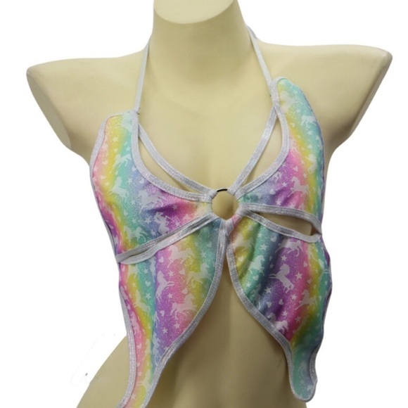 𝅺GLITTER unicorn print butterfly top - Picture 2 of 3
